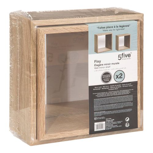 Set De 2 Étagères Murales Cube Avec Miroir