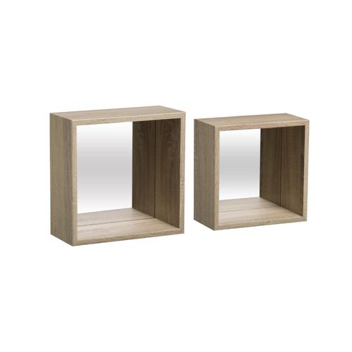 Set De 2 Étagères Murales Cube Avec Miroir
