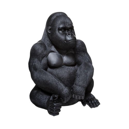 Objet Décoratif Gorille Assis En Résine Noir H 46 Cm