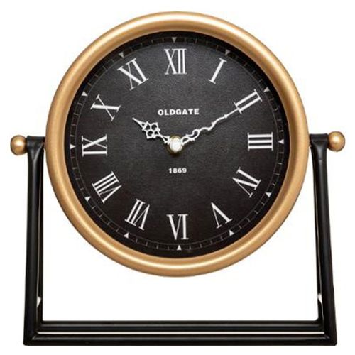 Horloge à Poser En Métal Noir Et Doré 27 X 26 Cm