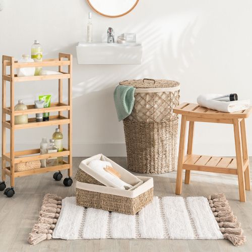 Tabouret D'appoint Avec Petit Rangement En Bambou