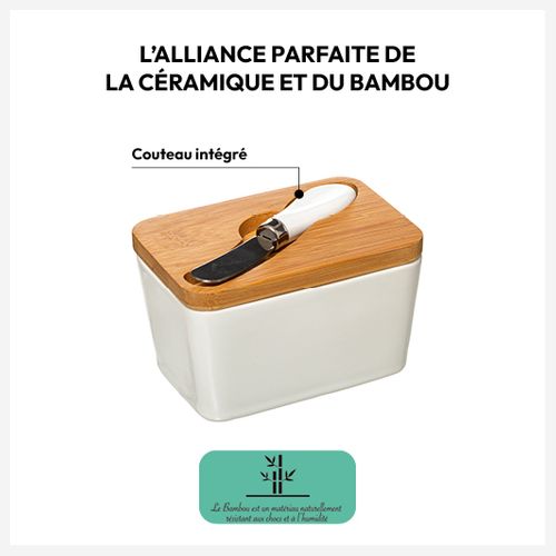 Beurrier Céramique Avec Couteau Blanc Seramik