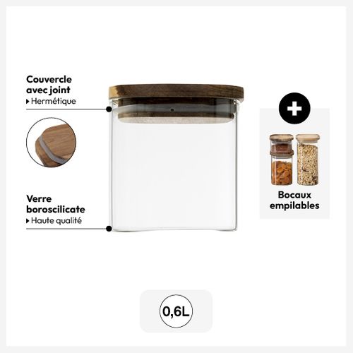 Bocal Verre Couvercle Acacia 06l Hermet