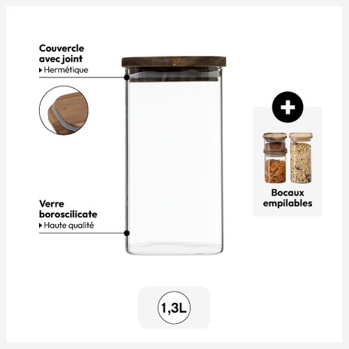 Bocal Verre Couvercle Acacia 13l Hermet