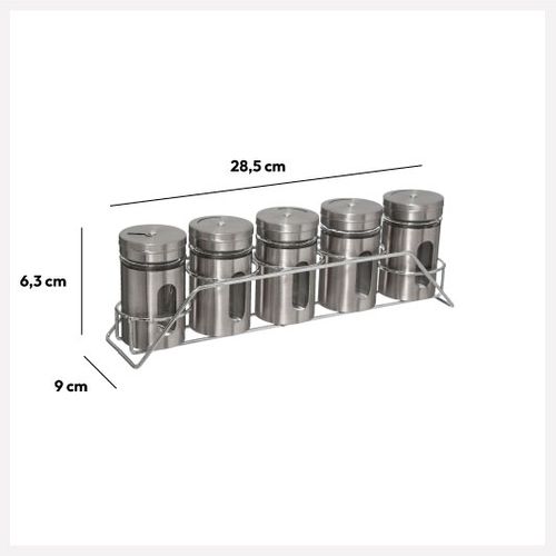 Rack à Épices Support En Inox Avec 5 Pots