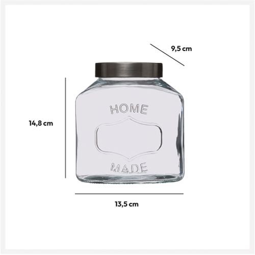 Bocal Verre Couvercle Inox 1l