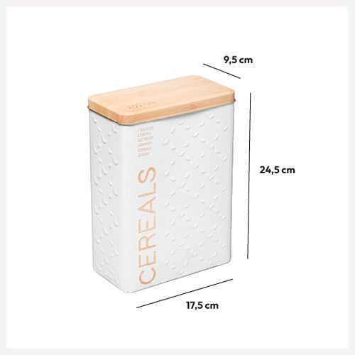 Boîte à Céréales En Métal Blanc Déco Relief Beige