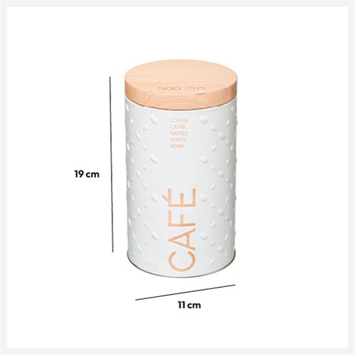 Boîte à Café En Métal Blanc Déco Relief Beige