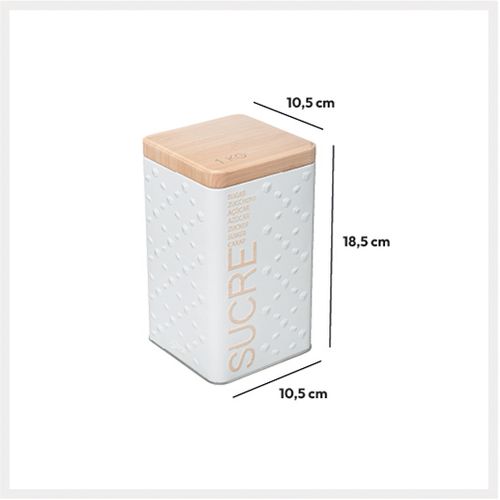 Boîte à Sucre Poudre En Métal Blanc Déco Relief Beige