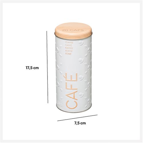 Boîte à Capsules En Métal Blanc Déco Relief Beige