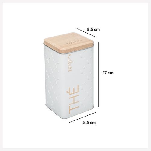Boîte à Thé Vrac En Métal Blanc Déco Relief Beige