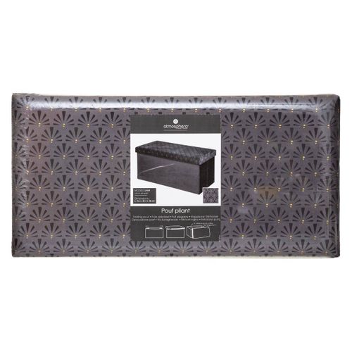 2 En 1 Pouf Pliant Double Et Coffre De Rangement En Velours Gris 76 X 38 Cm