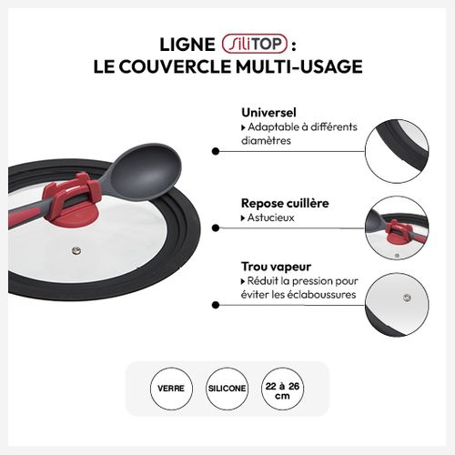 Couvercle En Verre Universel- 22/24/26 Cm Silitop
