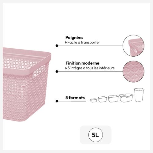 Panier De Rangement Rose 5 Litres