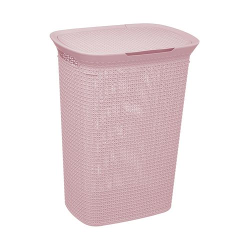 Panier à Linge 57l Rose Poignées Et Couvercle Intégrés L 46.5 X L 35 X H 61.6 Cm