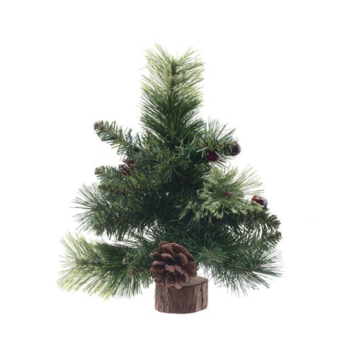 Sapin De Table Artificiel Vert Pommes De Pin Et Baies Rouges H 25 Cm