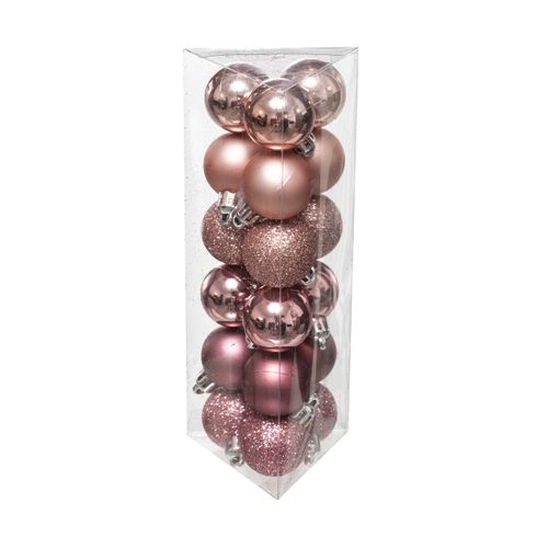 Déco De Sapin Lot De 18 Boules De Noël  D 3 Cm - Rose