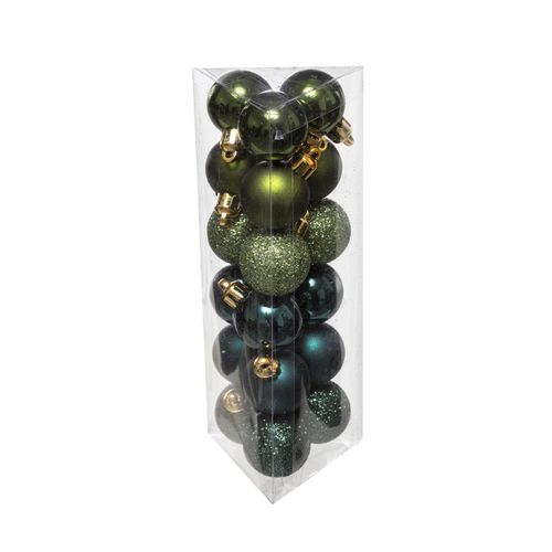 Déco De Sapin Lot De 18 Boules De Noël D 3 Cm - Vert Olive Et Kaki