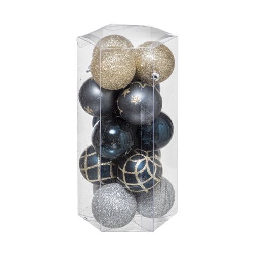 Déco De Sapin Lot De 15 Boules De Noël D 5 Cm - Champagne Bleu Et Argent