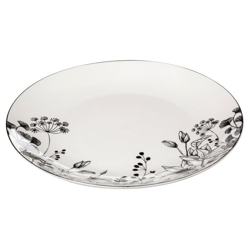 Assiette plate Ø. 27 cm WHITE FLORAL Blanc / Noir