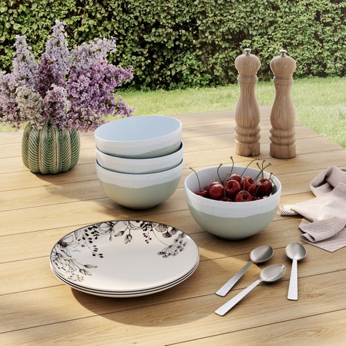 Assiette dessert Ø. 19 cm WHITE FLORAL Blanc / Noir