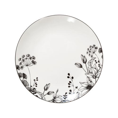 Assiette dessert Ø. 19 cm WHITE FLORAL Blanc / Noir