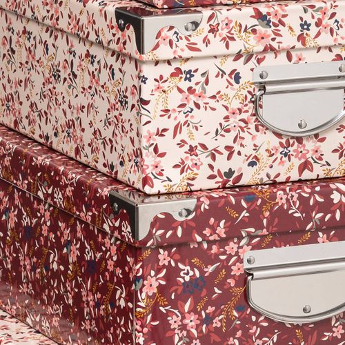 Lot De 6 Boîtes De Rangement Avec Poignées Et Coins En Métal Déco Délicatesse