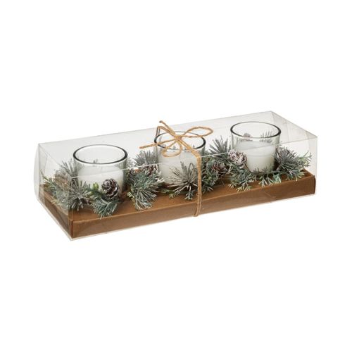 Centre De Table Lot De 3 Bougies Parfumée Avec Déco De Noël 180 G