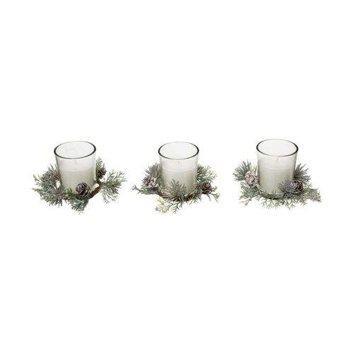 Centre De Table Lot De 3 Bougies Parfumée Avec Déco De Noël 180 G