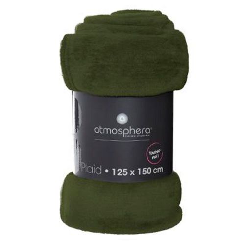 Plaid Flanelle Vert Kaki 125 X 150 Cm