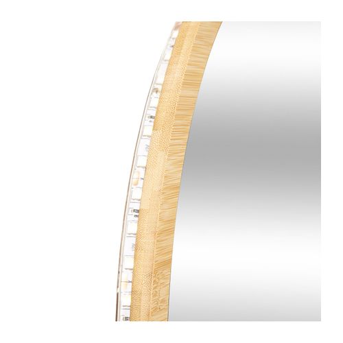 Miroir Mural Rond Lumineux à LED 3 Intensités En Bambou Et Verre D 57 Cm