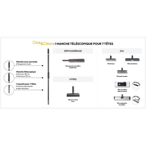 Recharge Microfibre Balai Coulissant Click Et Clean