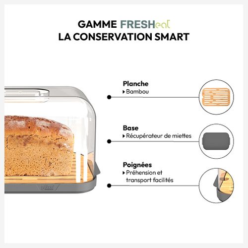 Boîte à Pain 29cm Gris Fresh Eat