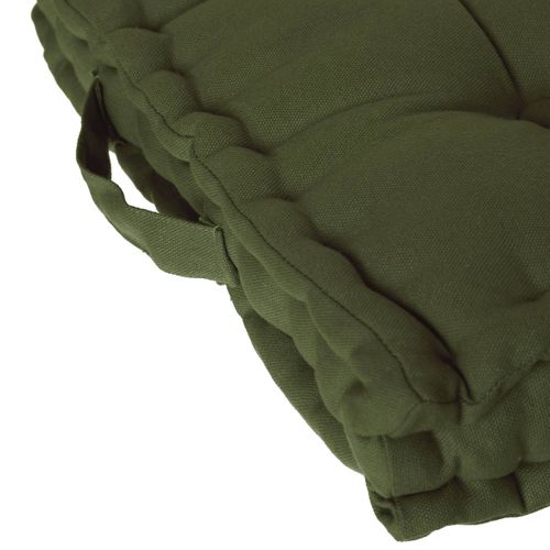 Coussin De Sol  En Coton Vert Kaki 40 X 40 Cm