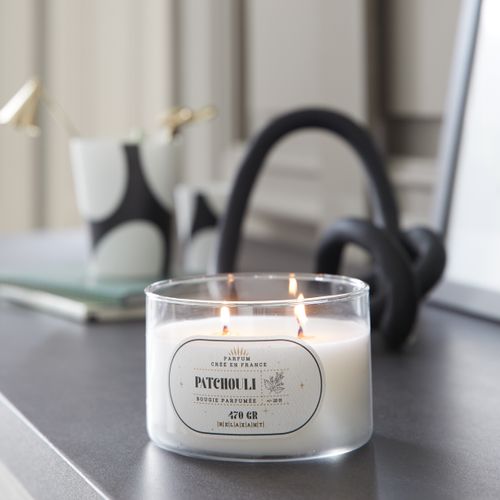 Bougie mèche en bois H. 8 cm SNOW Patchouli