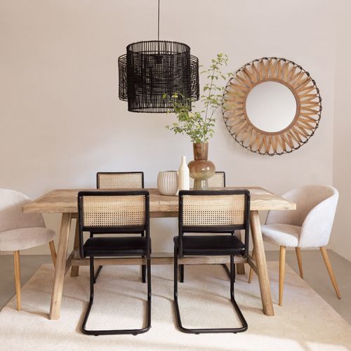 Grand Miroir Mural En Bambou D 93 Cm