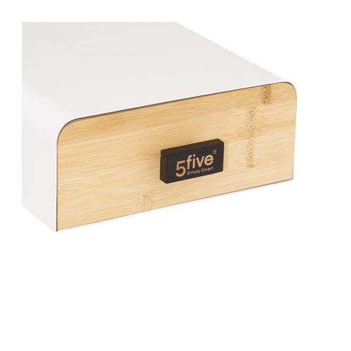 Porte-capsules Tiroir En Bambou Et Métal Blanc Capacité 30 Capsules