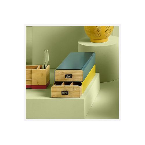 Porte-capsules Tiroir En Bambou Et Métal Blanc Capacité 30 Capsules