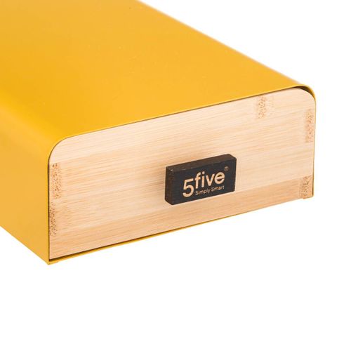 Porte-capsules Tiroir En Bambou Et Métal Jaune Moutarde Capacité 30 Capsules