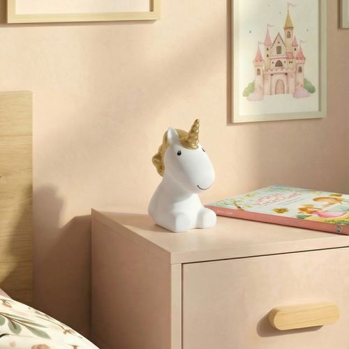 Veilleuse à piles H14 cm LICORNE Dorée ou argentée