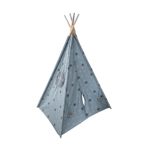 Tipi Enfant Toile Bleue Motif Étoiles Grises Et Argentées H 160 Cm
