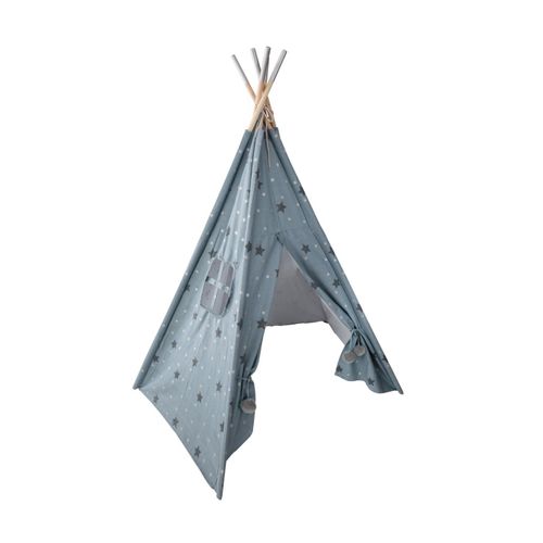 Tipi Enfant Toile Bleue Motif Étoiles Grises Et Argentées H 160 Cm