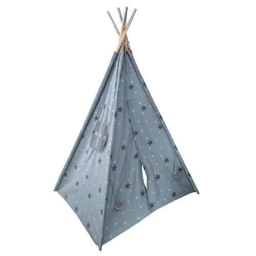 Tipi Enfant Toile Bleue Motif Étoiles Grises Et Argentées H 160 Cm