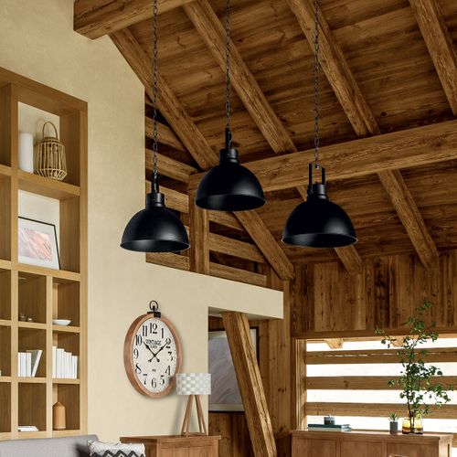 Luminaire Suspension Dôme En Métal Noir D 30 Cm