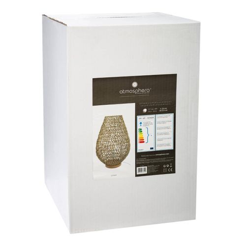 Lampe à Poser En Métal Et Socle En Bois H 55 Cm