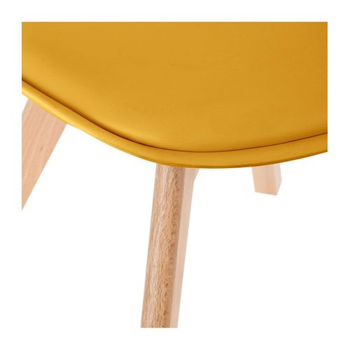 Chaise De Table Assise Jaune Et Pieds En Bois De Hêtre