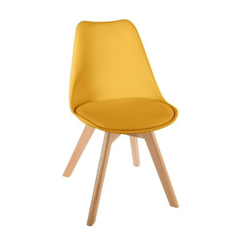 Chaise De Table Assise Jaune Et Pieds En Bois De Hêtre