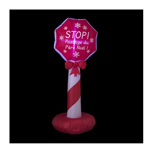 Automate De Noël Gonflable Pancarte Stop Arrêt Du Père Noël H152 Cm