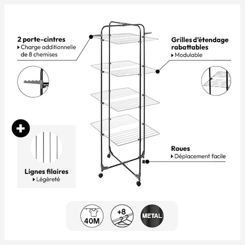 Tour étendoir 40m MOJAVE gris