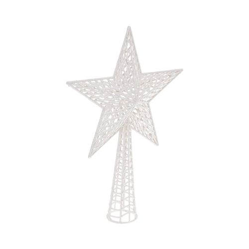 Déco Sapin De Noël Cimier Étoile Blanc Pailleté